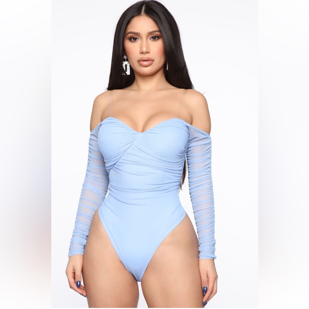 A Hot Mesh Bodysuit - Blue (Fashion Nova)